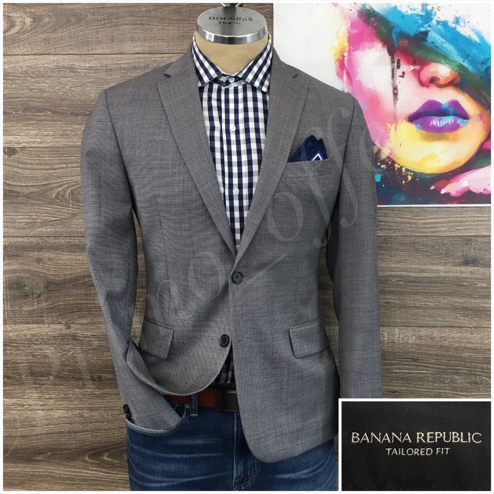 Mens Banana Republic Wool Blazer Sport Coat Sport Jacket 38R Men Button Suits